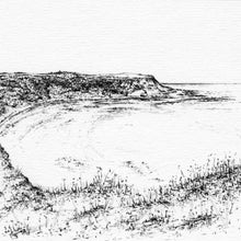 Load image into Gallery viewer, Runswick Bay - Pencil Drawn Illustration - Square Print - Carbon Art
