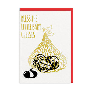 Bless the Little Baby Cheeses - Punny Christmas Greetings Card - OHHDeer