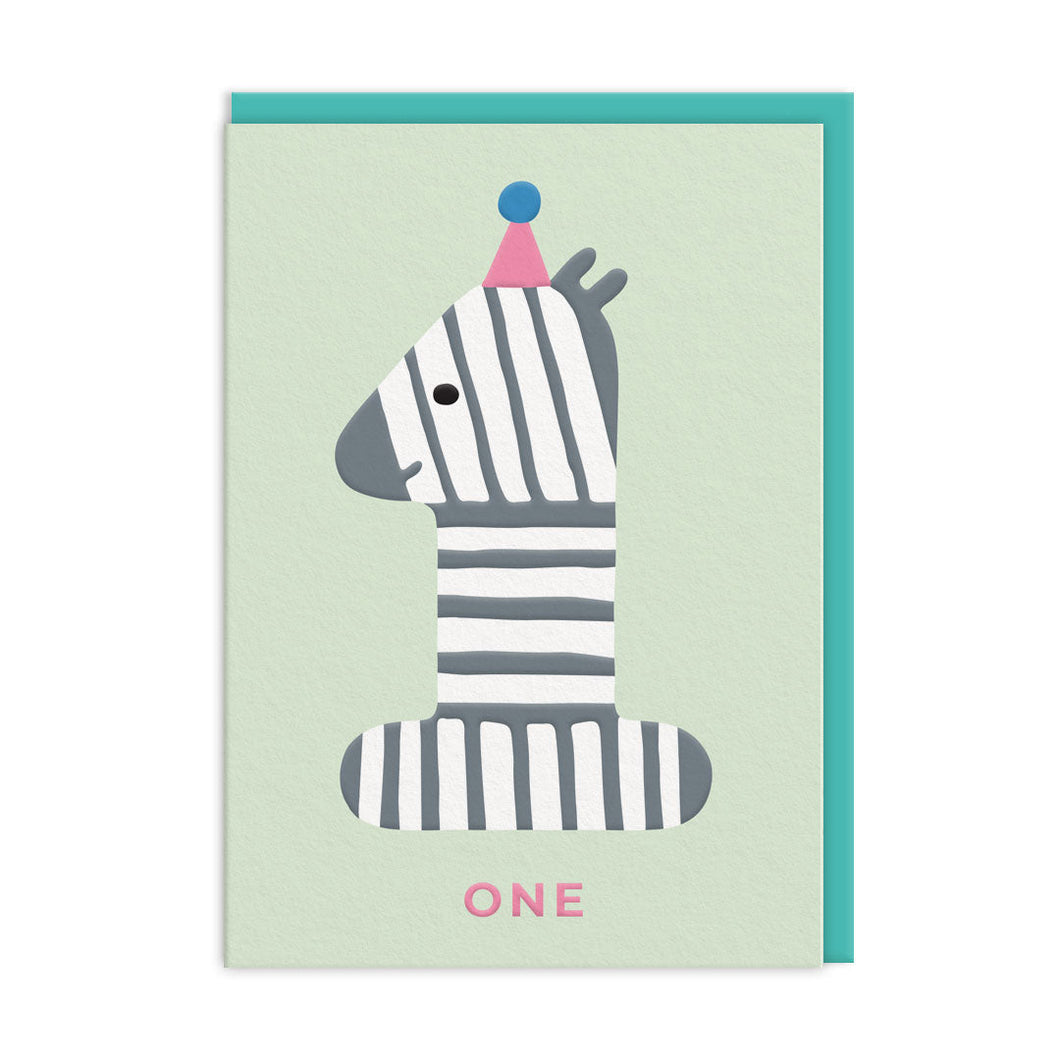 1st Birthday - Zebra - First Birthday Greetings Card - OHHDeer
