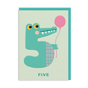 5th Birthday - Crocodile - Fifth Birthday Greetings Card - OHHDeer