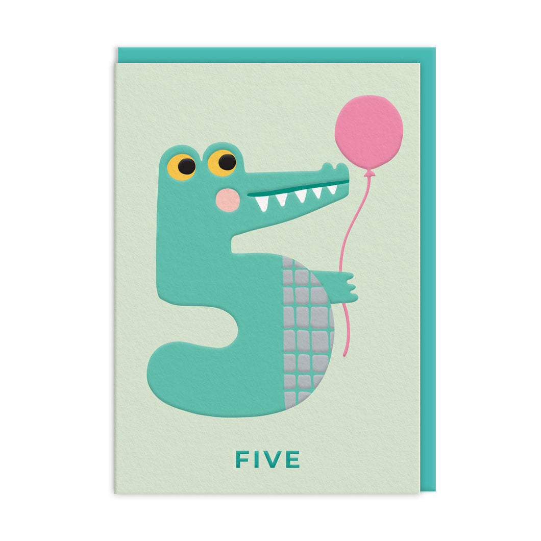 5th Birthday - Crocodile - Fifth Birthday Greetings Card - OHHDeer