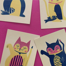 Load image into Gallery viewer, Lucky Cats 9 Postcard set - Jenna Lee Alldread - stationery lovers - cat lover gifts
