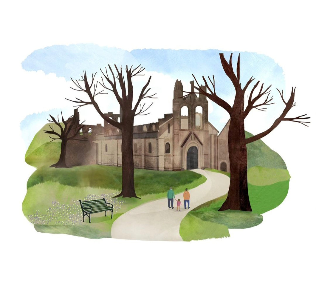 Kirkstall Abbey - Illustrator Kate - A4 print
