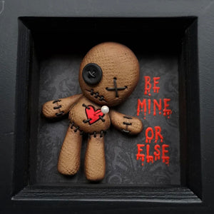 Voodoo Doll Frame - Be Mine or Else - Pins and Noodles - Polymer Clay Art