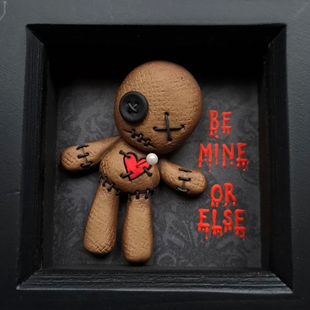 Voodoo Doll Frame - Be Mine or Else - Pins and Noodles - Polymer Clay Art