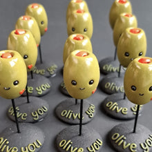 Load image into Gallery viewer, Olive You - Polymer Clay - Puns - Valentines Gift Idea - Pins and Noodles

