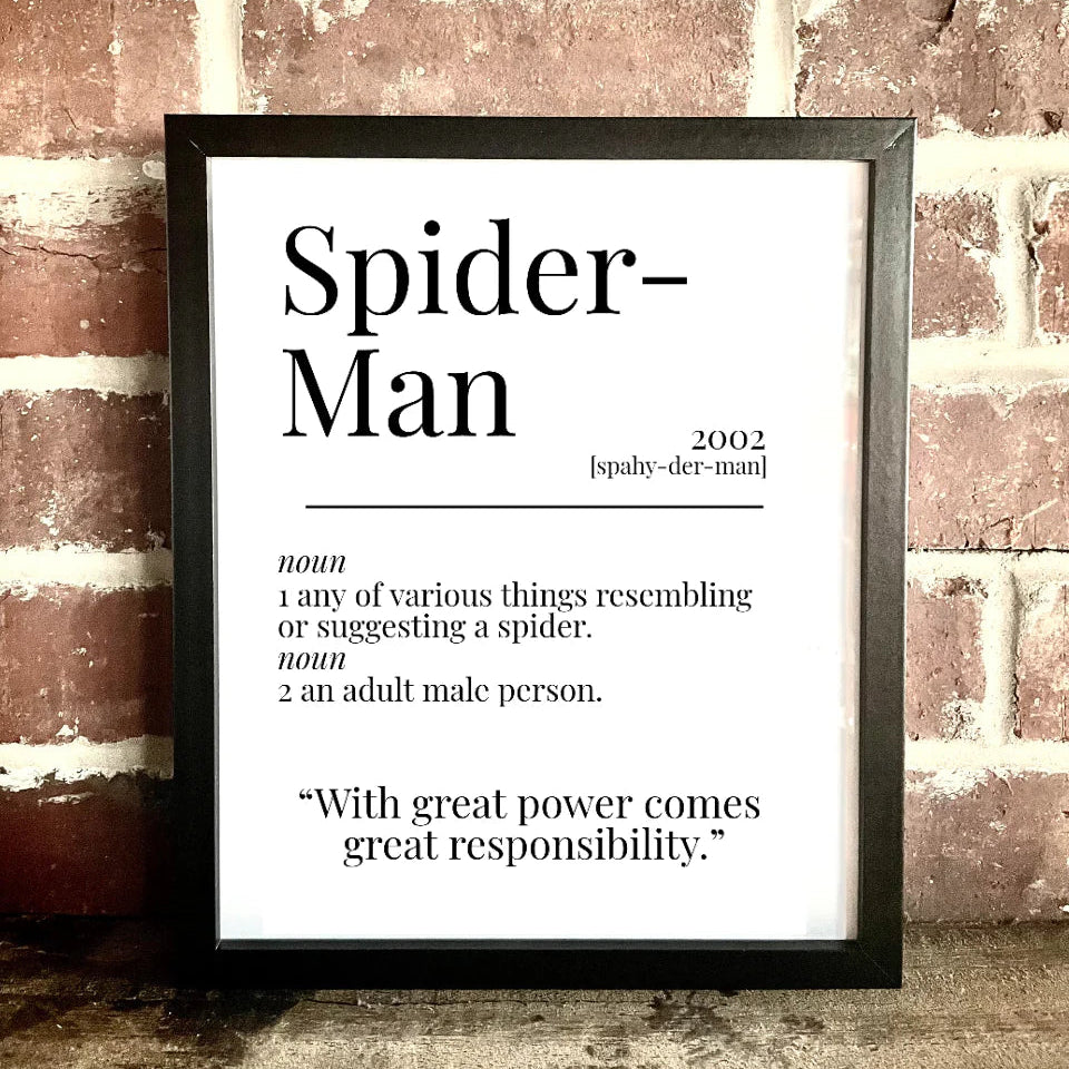Movie Dictionary Description Quote Print - Spider-Man - Movie Prints by Zwag