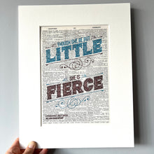 Load image into Gallery viewer, Dictionary Page Print - Though she be but little she is fierce - Midsummer Nights Dream / Shakespeare Quote - Turn the Page Design
