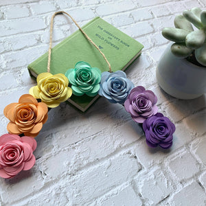 Pastel Rainbow Paper Flower Hanging Arch - Turn the Page Design