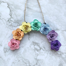 Load image into Gallery viewer, Pastel Rainbow Paper Flower Hanging Arch - Turn the Page Design
