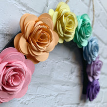 Load image into Gallery viewer, Pastel Rainbow Paper Flower Hanging Arch - Turn the Page Design
