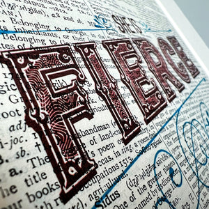 Dictionary Page Print - Though she be but little she is fierce - Midsummer Nights Dream / Shakespeare Quote - Turn the Page Design
