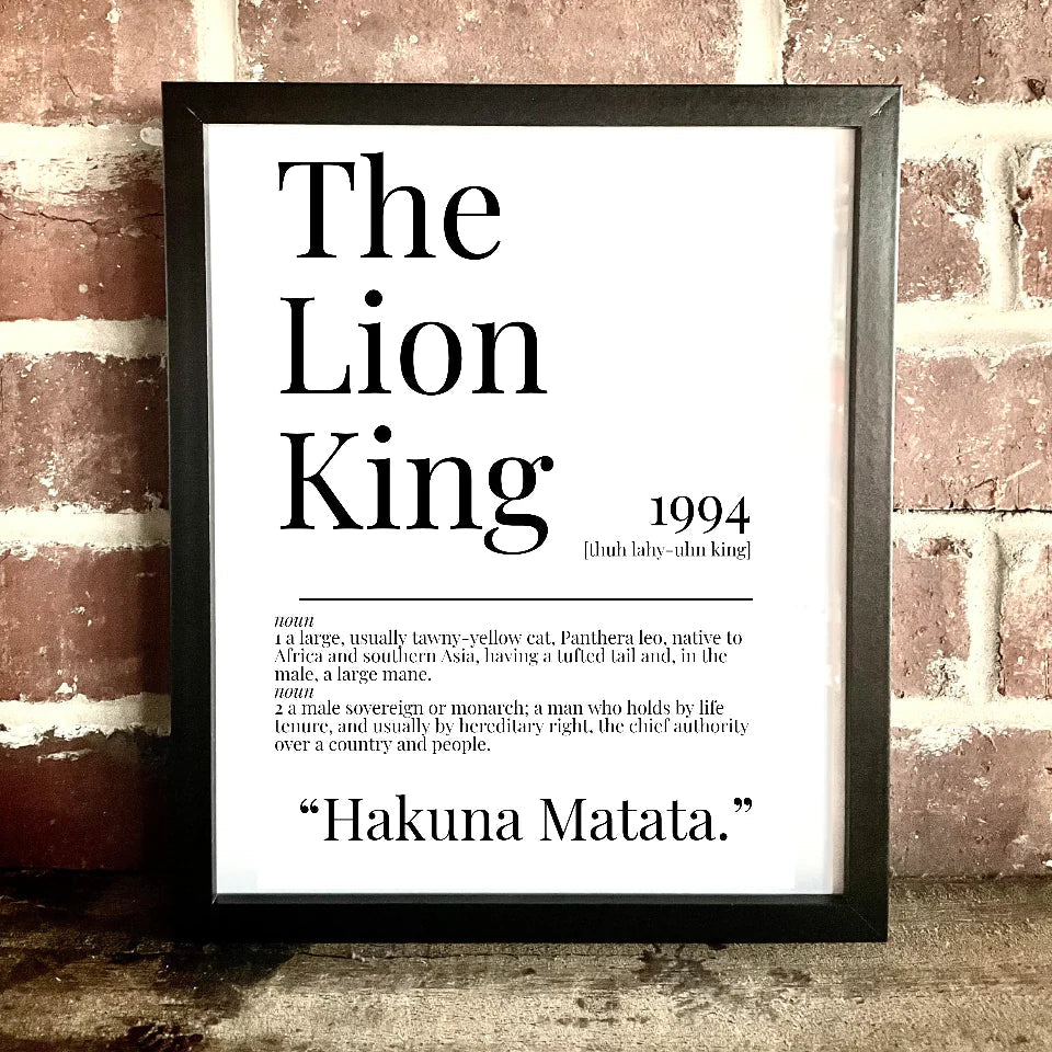 Movie Dictionary Description Quote Print - The Lion King - Movie Prints by Zwag