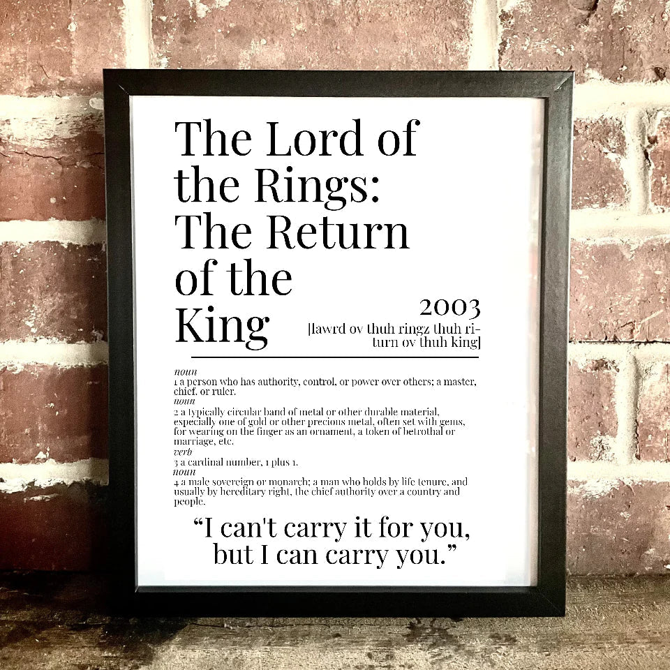 Movie Dictionary Description Quote Prints - The Return Of The King - The Two Towers - Movie Prints by Zwag (Copy)