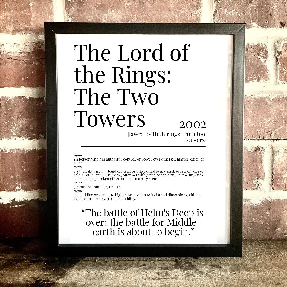 Movie Dictionary Description Quote Prints - The Lord Of The Rings - The Two Towers - Movie Prints by Zwag