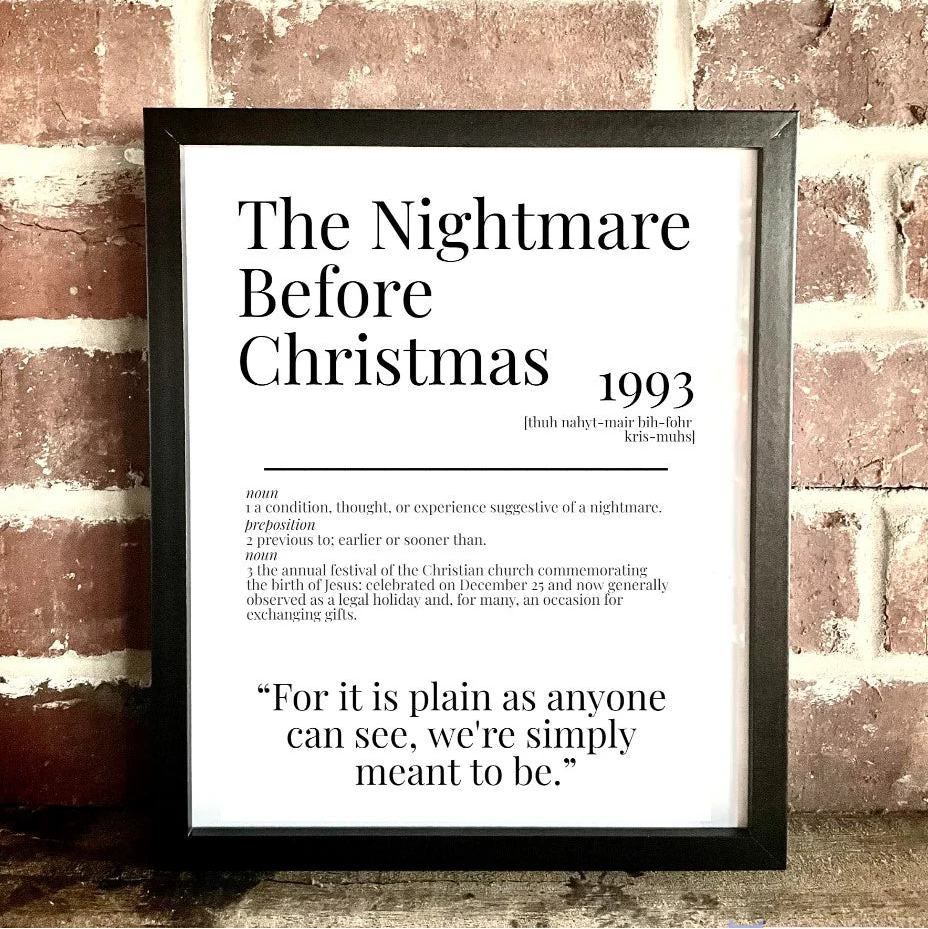 Movie Dictionary Description Quote Print - The Nightmare Before Christmas - Movie Prints by Zwag