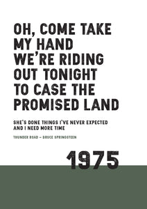 Song Lyrics Print - Thunder Road - Bruce Springsteen - JAM Artworks