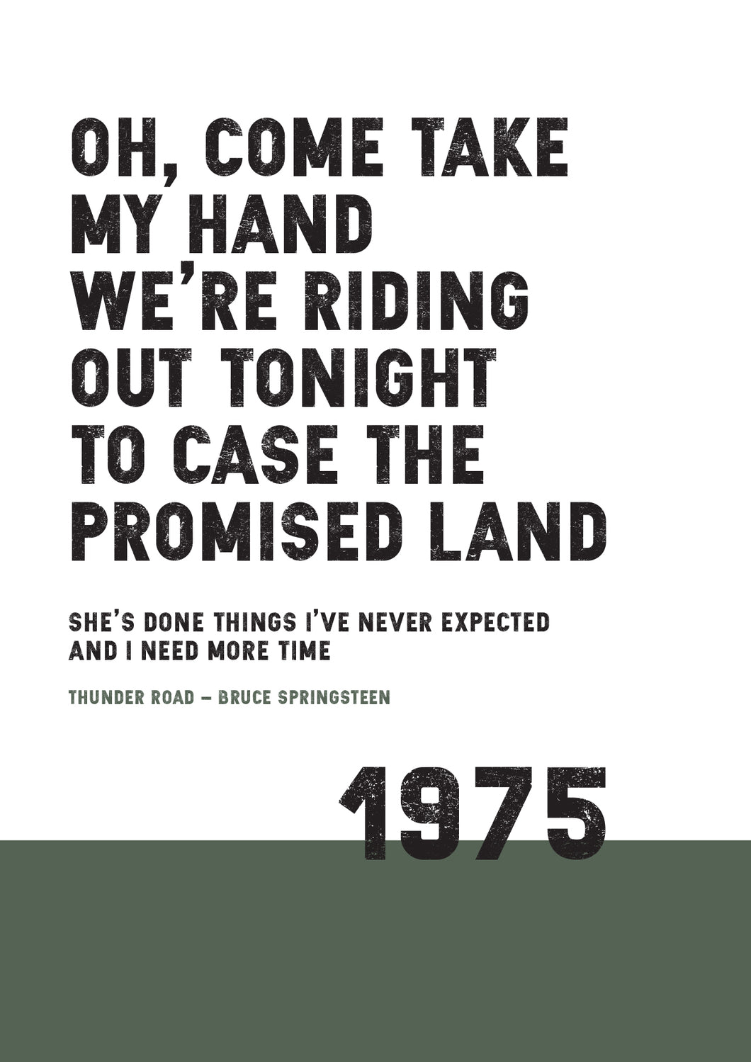 Song Lyrics Print - Thunder Road - Bruce Springsteen - JAM Artworks