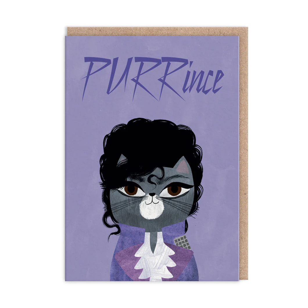 Cat Lovers Greetings card - Purrince - Prince Puns - OHHDeer