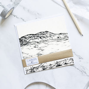 Greetings Card - Whernside - 3 Peaks - Yorkshire Pencil Drawn Illustration - Carbon Art
