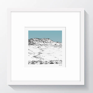 Whernside - Limited Edition Print - Three Peaks - Pencil Drawn Illustration - Square Print - Carbon Art