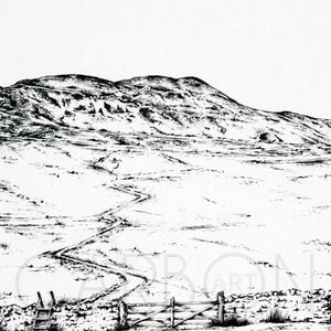 Whernside - Three Peaks - Pencil Drawn Illustration - 2 sizes - Square Print - Carbon Art