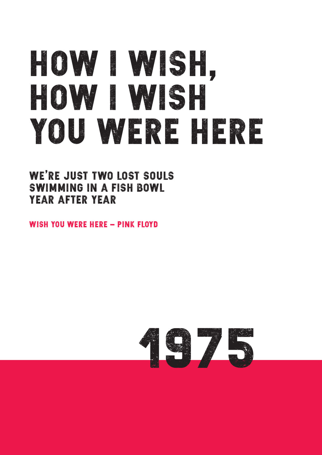 Song Lyrics Print - Wish You Were Here - Pink Floyd - JAM Artworks