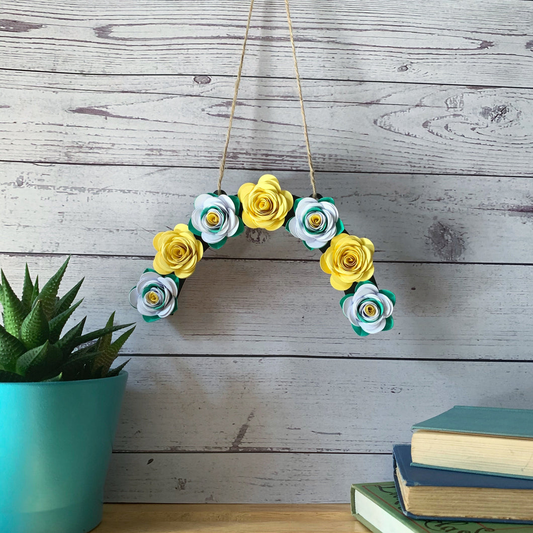 Yorkshire Rose Paper Flower Hanging Arch - Turn the Page Design
