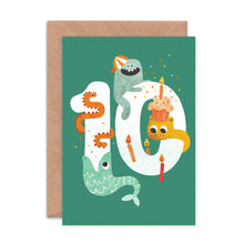 Load image into Gallery viewer, Age Ten Crazy Critters Greeting Card - 10th Birthday - Emily Nash Illustration
