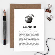 Load image into Gallery viewer, Greetings Card - Teacher Quotes Card - Thank You Teacher - Coulson Macleod
