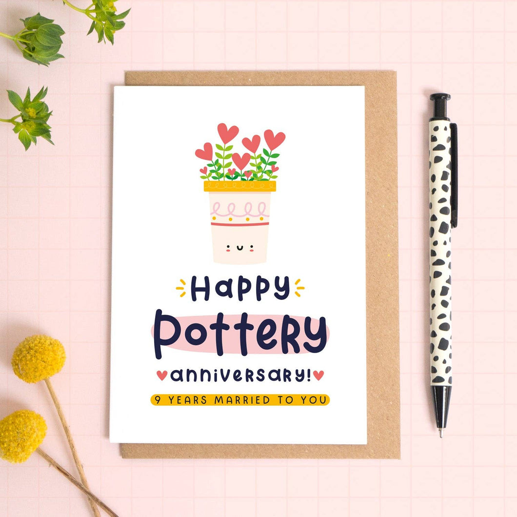 Pottery Anniversary Card - 9th Wedding Anniversary - Joanne Hawker