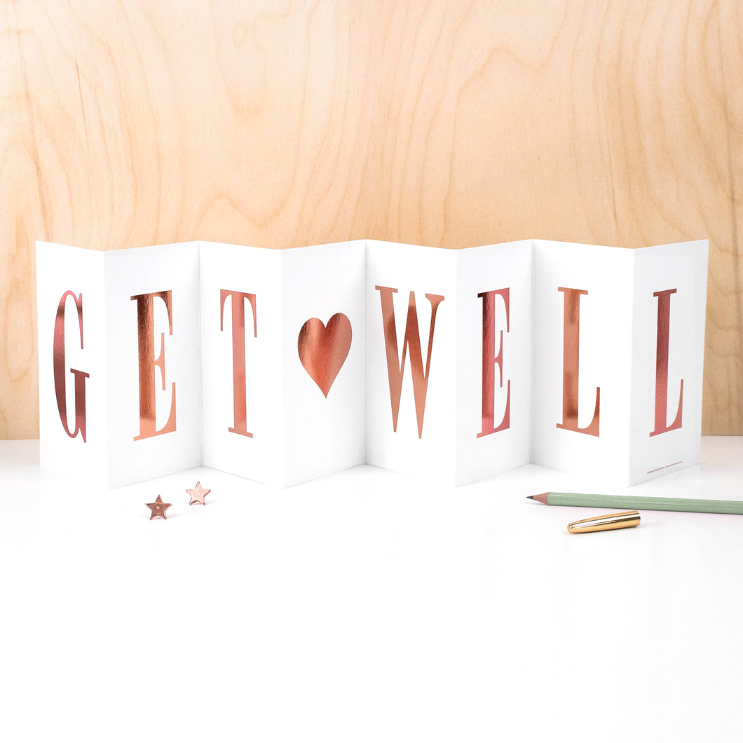 Get Well - Luxury Concertina Foil Banner Card - Greetings Card - Coulson Macleod