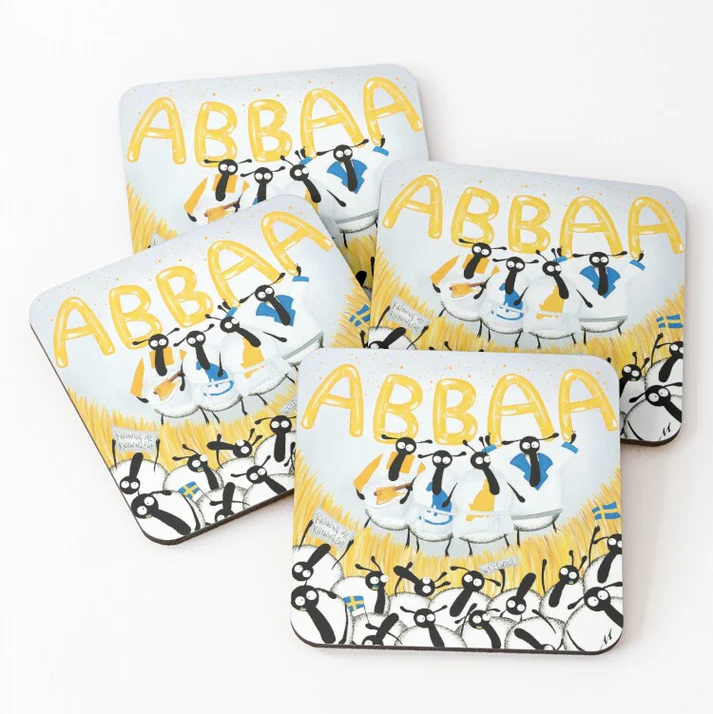Coaster - Abbaa - Sheep Puns - Abba - Mervyn Tay Art