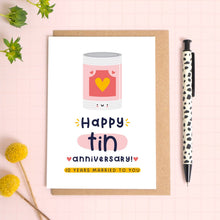Load image into Gallery viewer, Tin Anniversary Card - 10th Wedding Anniversary - Joanne Hawker
