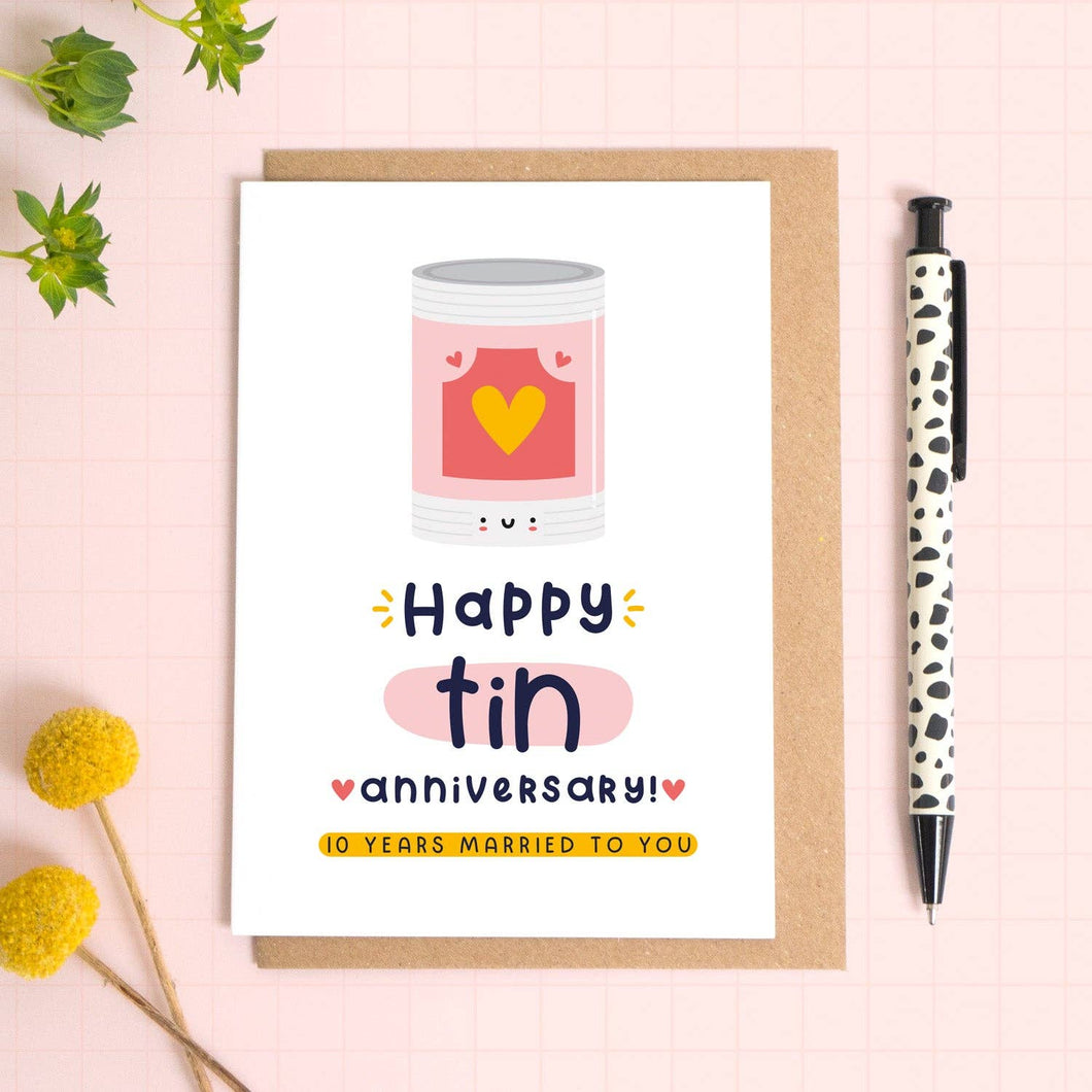 Tin Anniversary Card - 10th Wedding Anniversary - Joanne Hawker