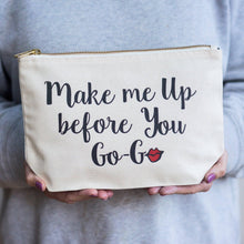 Load image into Gallery viewer, 'Make Me Up Before You Go-Go' Make Up Bag - Wham inspired puns - Cosmetic Bag - Of Lime &amp; Lemons
