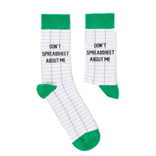Load image into Gallery viewer, Unisex Don&#39;t Spreadsheet About Me Socks - Pun Socks - Urban Eccentric

