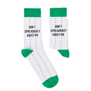 Unisex Don't Spreadsheet About Me Socks - Pun Socks - Urban Eccentric
