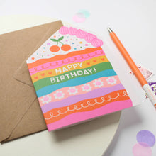Load image into Gallery viewer, Greetings Card - Rainbow Sprinkle Cake - Die Cut Luxury Birthday Card For Kids - Mifkins
