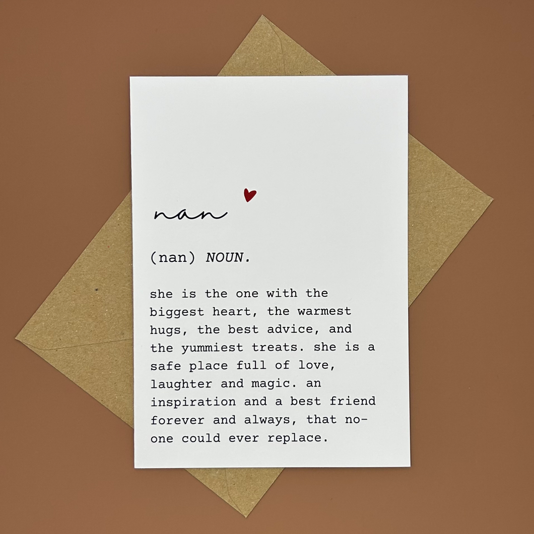 Nan Definition Greeting Card - Swale Studios
