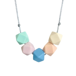 Teething Necklace - Summer Pastels - Geometric Silicon Bead Teething Jewellery - Mama Knows