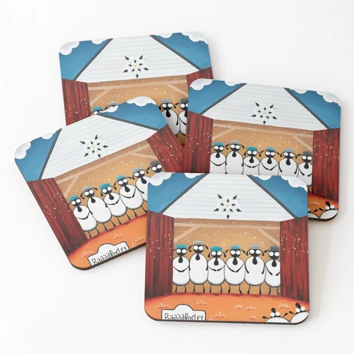 Coaster - Baarnsley - Sheep Puns - Barnsley - Mervyn Tay Art