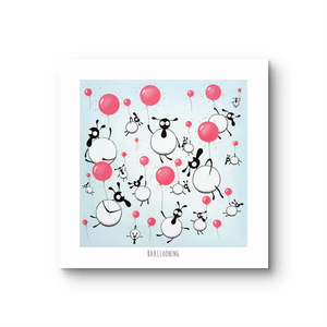 Print - Baallooning - Sheep Puns - Hot Air Balloons - Mervyn Tay Art