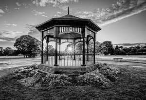Bandstand, Horsforth Hall Park at Sunset - Monochrome Art Print - RJHeald Photography - Collection only