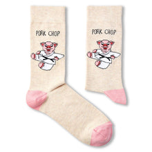 Load image into Gallery viewer, Pork Chop Socks - Unisex Pig Karate Pun Socks - Urban Eccentric

