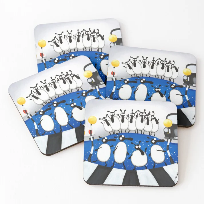 Coaster - The Bleatles - Sheep Puns - Beatles - Mervyn Tay Art