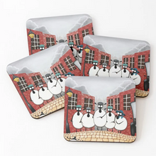 Load image into Gallery viewer, Coaster - Bleaty Blinders - Sheep Puns - Peaky Blinders - Mervyn Tay Art
