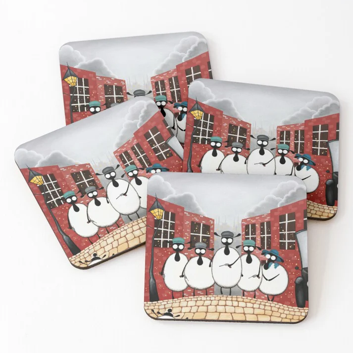 Coaster - Bleaty Blinders - Sheep Puns - Peaky Blinders - Mervyn Tay Art