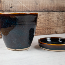 Load image into Gallery viewer, Ceramic Plant Pot - Blue Amber - Thrown In Stone
