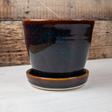 Load image into Gallery viewer, Ceramic Plant Pot - Blue Amber - Thrown In Stone
